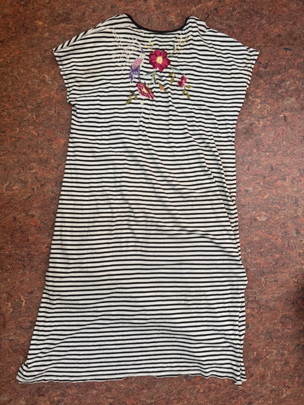 Johnny Was Embroidered Striped T shirt Dress - Picture 2 of 16